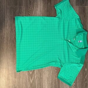 PGA Tour Bright Teal Grid Polo